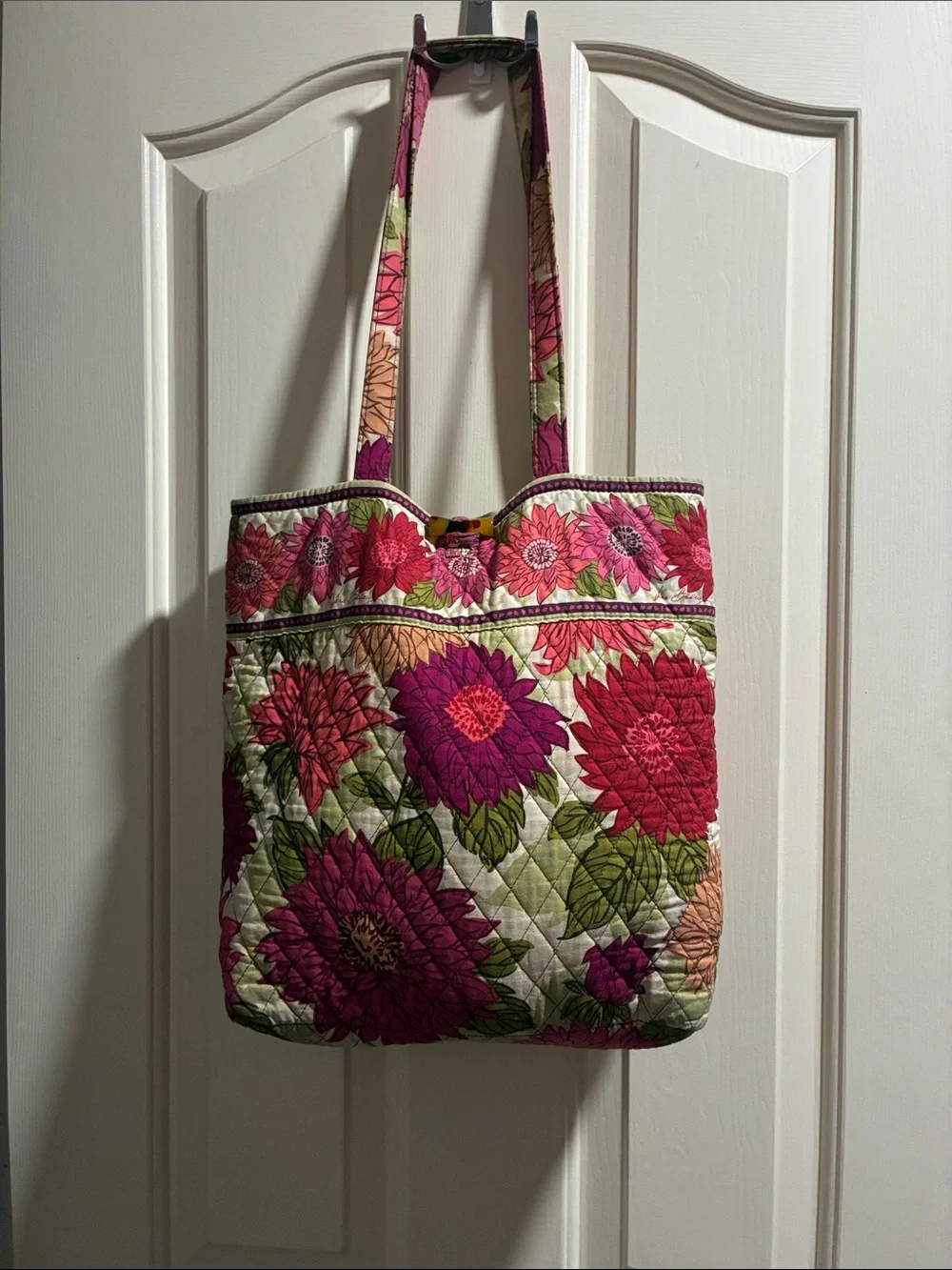 Vera Bradley Quilted Floral Tote in Pink, Green & Purple